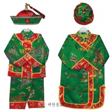 [S]초록색십장생소중국동자복,중국동녀복(강시모자,빵덕모자) - 6가지 색상