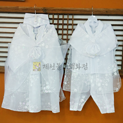 눈꽃비즈동자선녀복(세트)-흰색,동자옷,동녀옷,동자동녀